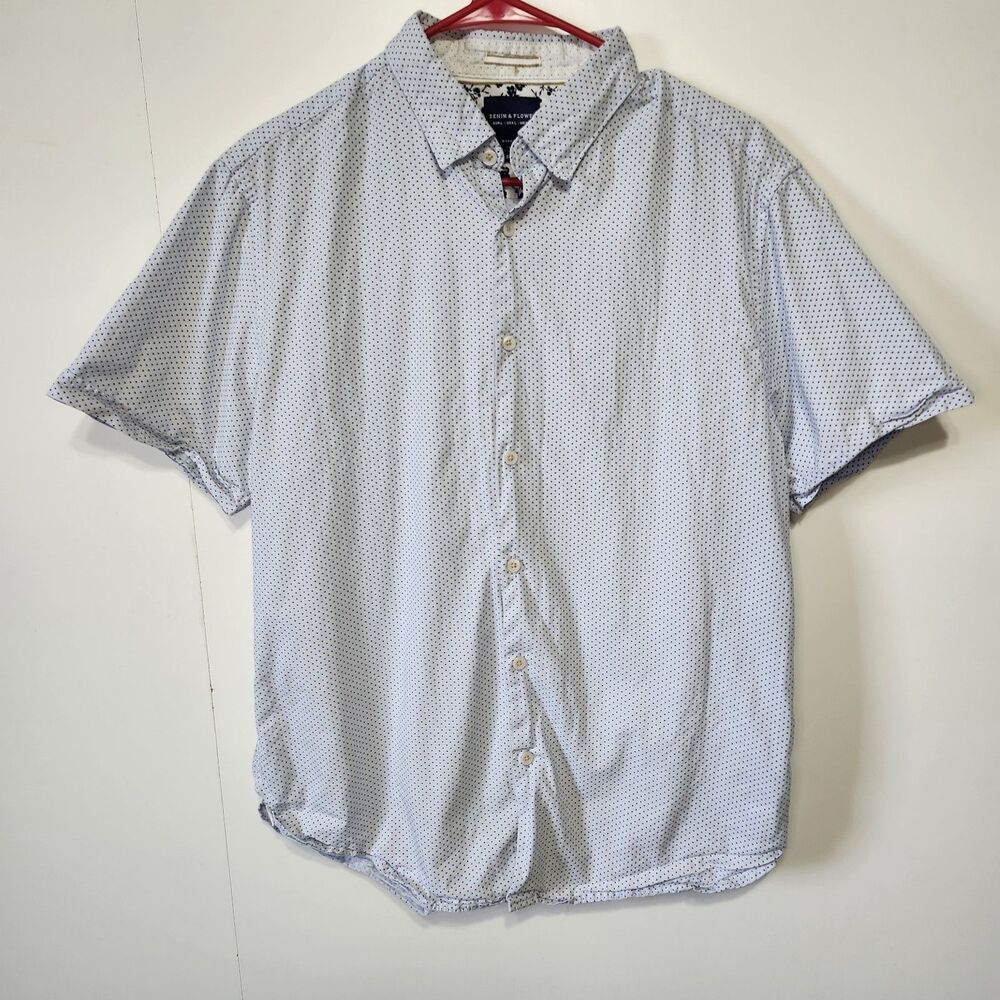 Denim & Flower Ricky Singh Men's Large Slim Fit Short Sleeve Button Down Shirt